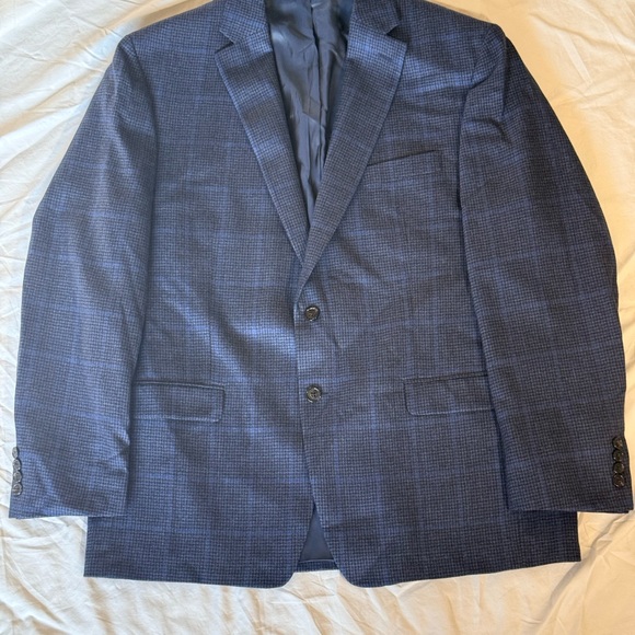 Men's Ralph Lauren 100% Wool Blue Plaid Two Button Blazer